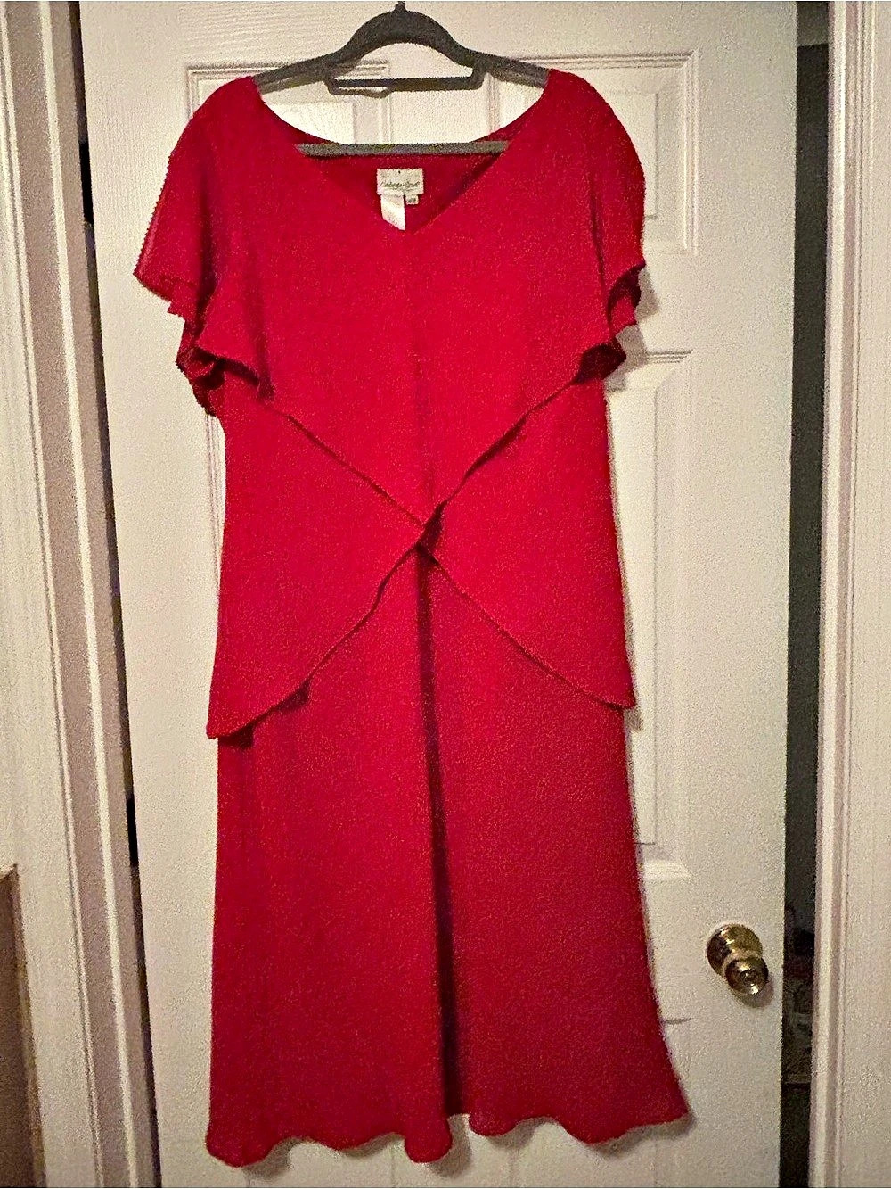 Coldwater Creek Red Ruffle Maxi Dress Size W18 Like New